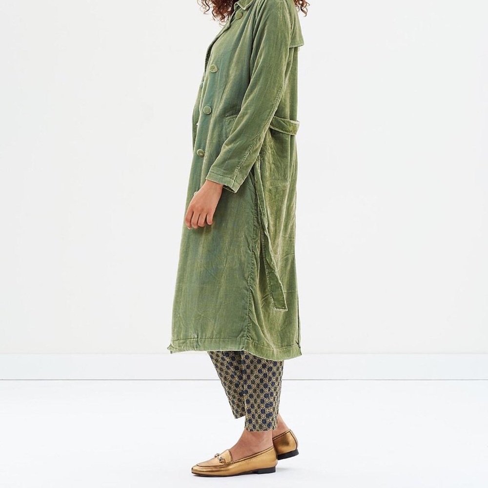 Khaki/Green Scotch & Soda Velvet Trench Coat